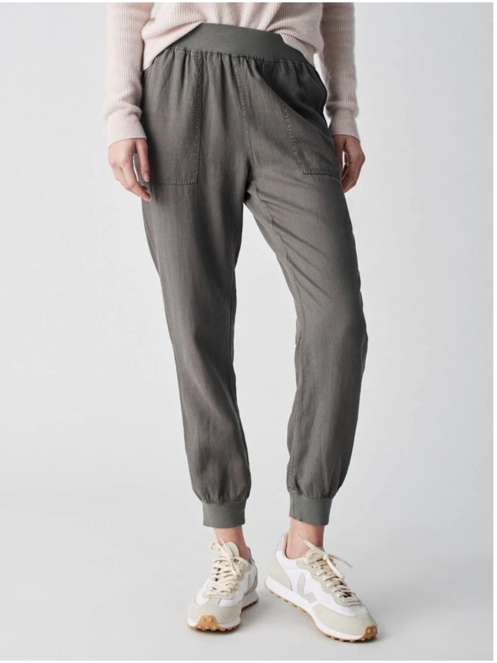 Faherty Arlie Day Jogger Women’s Small Surplus Green Tencel/Linen Blend Pullon